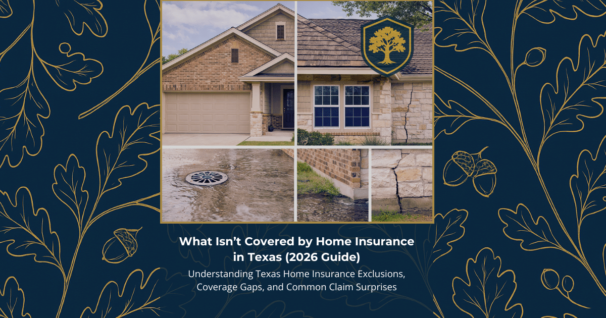 Texas home insurance exclusions illustrated on a Texas home exterior